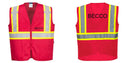 Custom RED Safety Vest Reflective High Visibility with Pockets