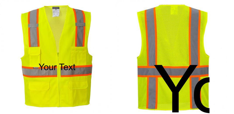 Custom Yellow Class 2 Safety Vest with Cooling Mesh Back