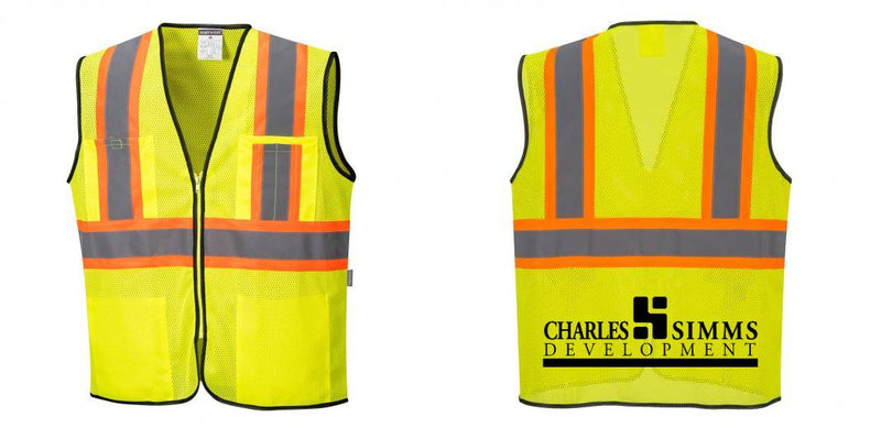 Custom Yellow Mesh Class 2 Reflective Safety Vest with Pockets