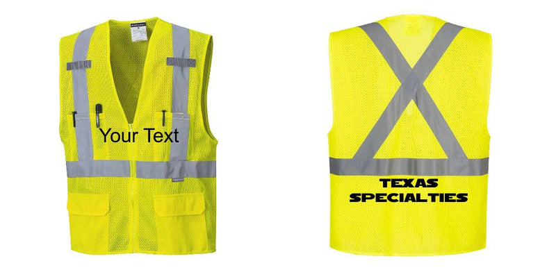 Custom Hi-Vis YELLOW Mesh X Back Executive Vest