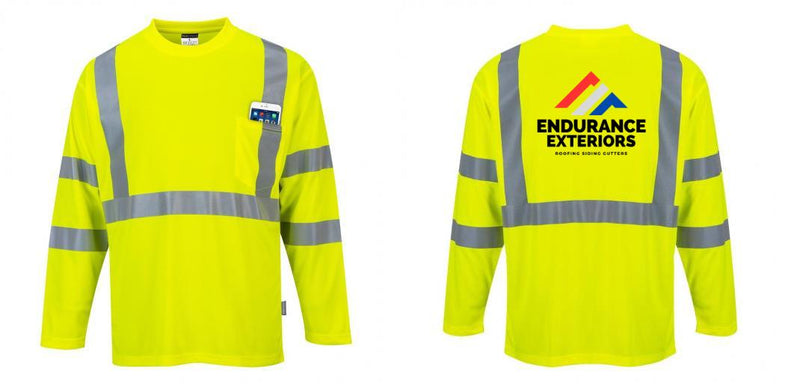 Custom Class 3 Long Sleeve Safety Shirt Hi-Vis Moisture Wicking