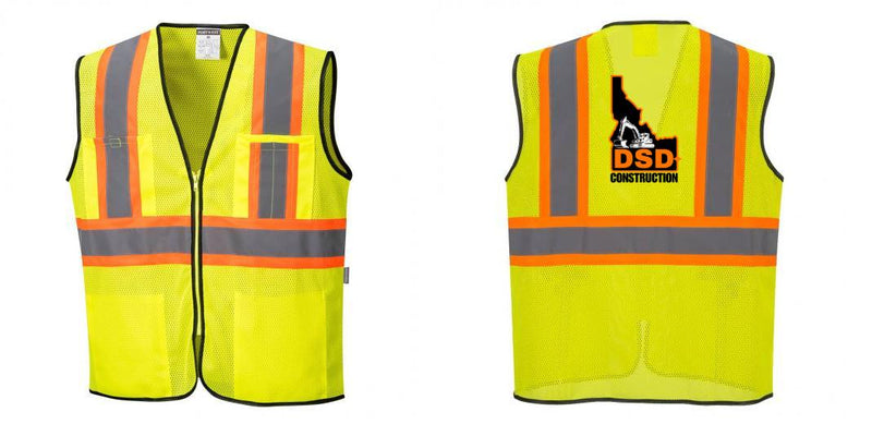 Custom Yellow Mesh Class 2 Reflective Safety Vest with Pockets