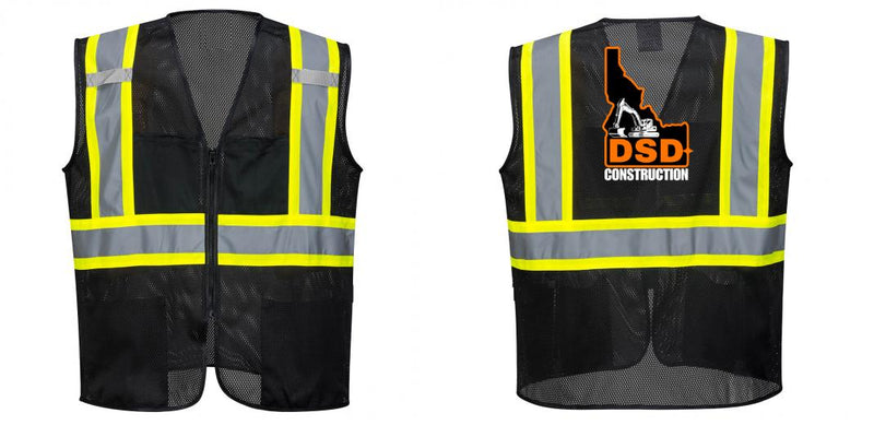 Custom Black Safety Vest Reflective High Visibility with Pockets