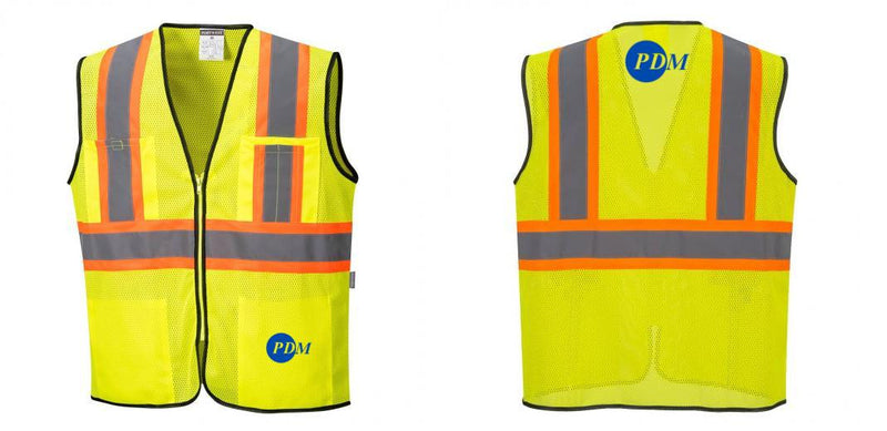 Custom Yellow Mesh Class 2 Reflective Safety Vest with Pockets