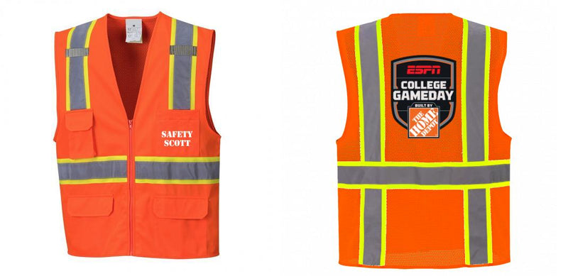 Custom Orange Class 2 Safety Vest with Cooling Mesh Back