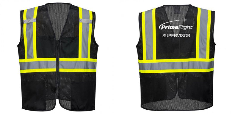 Custom Black Safety Vest Reflective High Visibility with Pockets