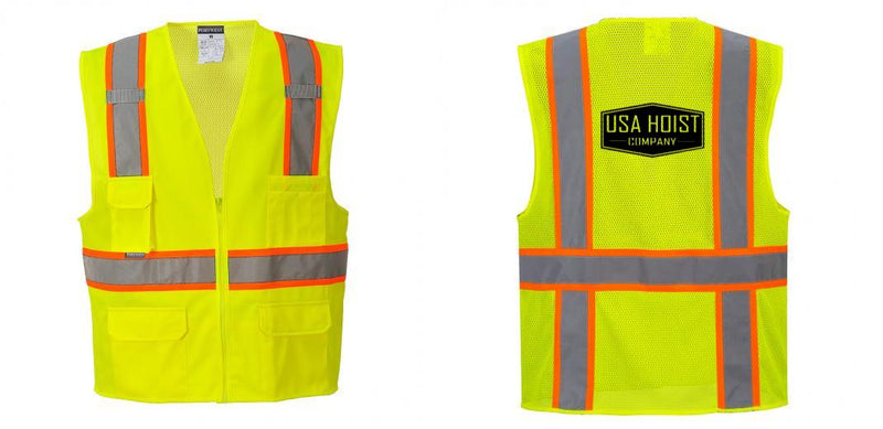 Custom Yellow Class 2 Safety Vest with Cooling Mesh Back