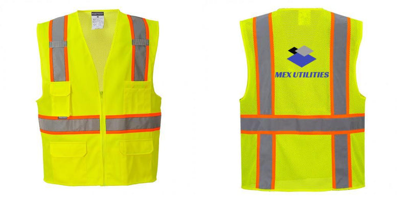 Custom Yellow Class 2 Safety Vest with Cooling Mesh Back