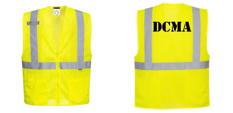 Custom Hi-Vis Yellow Safety Vest – Mesh, Reflective, Zipper Front, ANSI Class 2