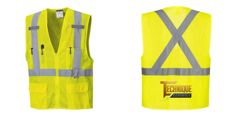 Custom Hi-Vis YELLOW Mesh X Back Executive Vest