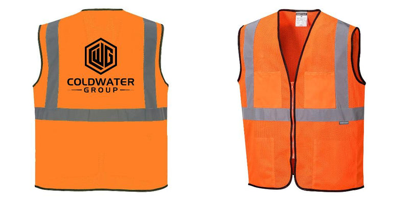 Custom Lightweight High Visibility ORANGE Tampa Mesh Vest