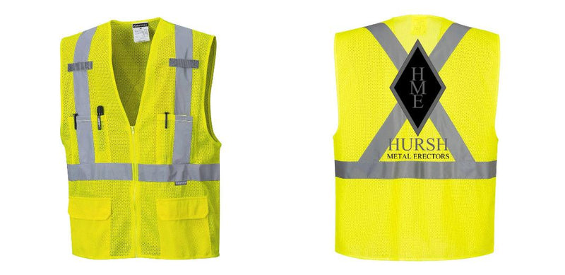Custom Hi-Vis YELLOW Mesh X Back Executive Vest