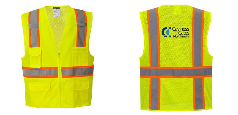 Custom Yellow Class 2 Safety Vest with Cooling Mesh Back
