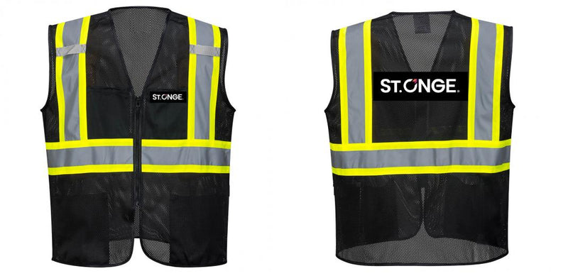 Black Safety Vest | Reflective High Visibility with Pockets