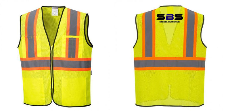 Custom Yellow Mesh Class 2 Reflective Safety Vest with Pockets