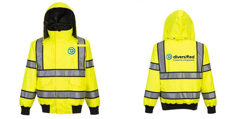 Custom Hi Vis Reversible Bomber Jacket with Reflective Segmented Tape