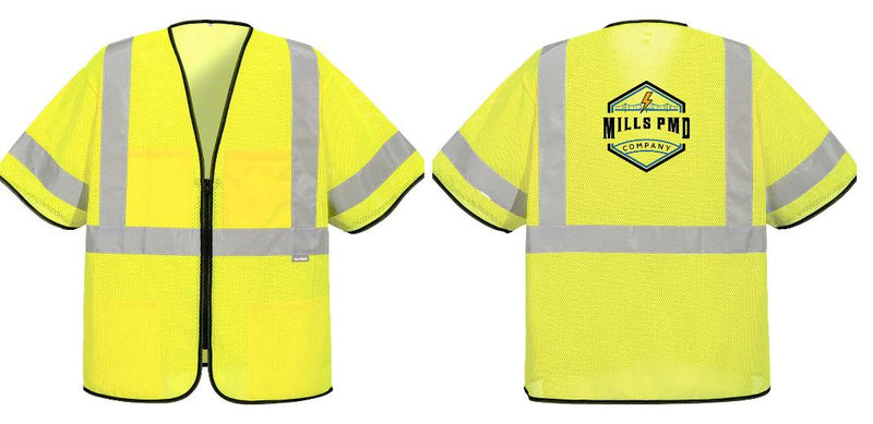Custom Hi-Vis Yellow Mesh Safety Vest with Sleeves – ANSI Class 3, Reflective, Zipper Front