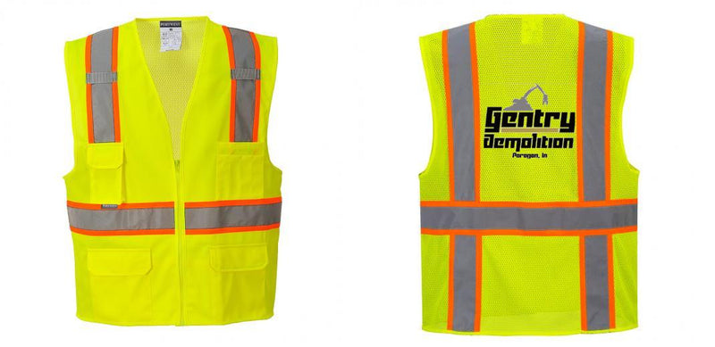 Custom Yellow Class 2 Safety Vest with Cooling Mesh Back