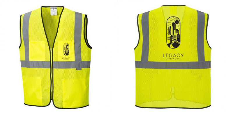 Custom Lightweight High Visibility Yellow Tampa Mesh Vest