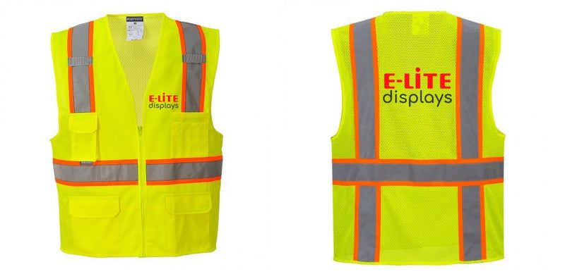 Custom Yellow Class 2 Safety Vest with Cooling Mesh Back