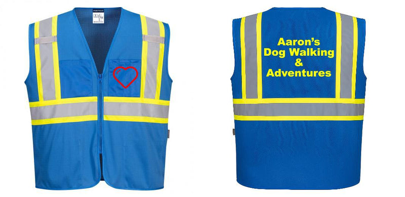 Custom Royal Blue Safety Vest Reflective High Visibility with Pockets