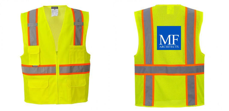 Custom Yellow Class 2 Safety Vest with Cooling Mesh Back