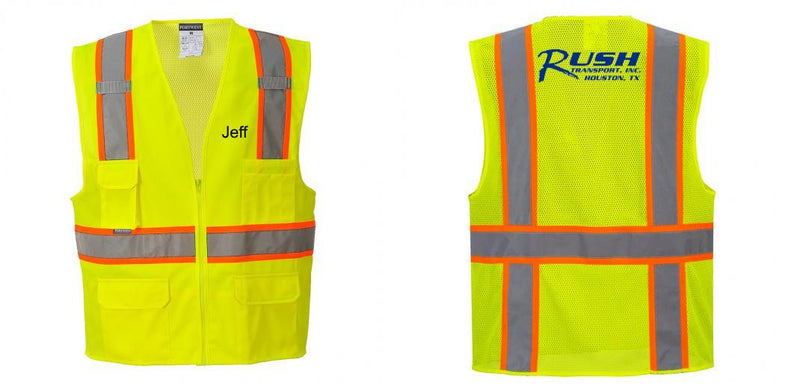 Custom Yellow Class 2 Safety Vest with Cooling Mesh Back