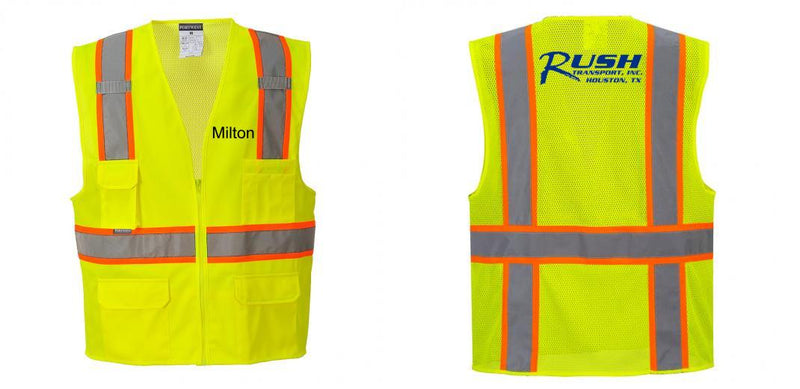 Custom Yellow Class 2 Safety Vest with Cooling Mesh Back