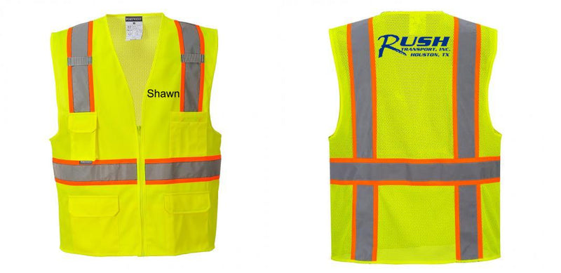 Custom Yellow Class 2 Safety Vest with Cooling Mesh Back