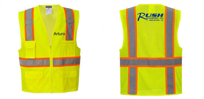 Custom Yellow Class 2 Safety Vest with Cooling Mesh Back