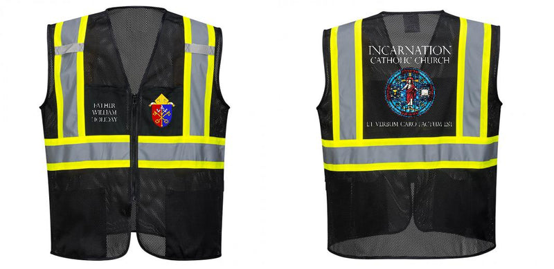 Custom Black Safety Vest Reflective High Visibility with Pockets