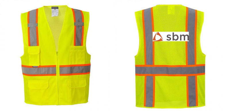 Custom Yellow Class 2 Safety Vest with Cooling Mesh Back