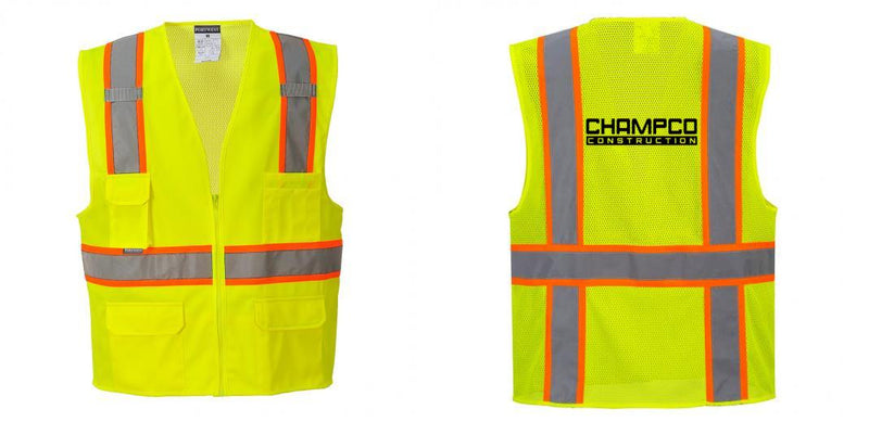 Custom Yellow Class 2 Safety Vest with Cooling Mesh Back