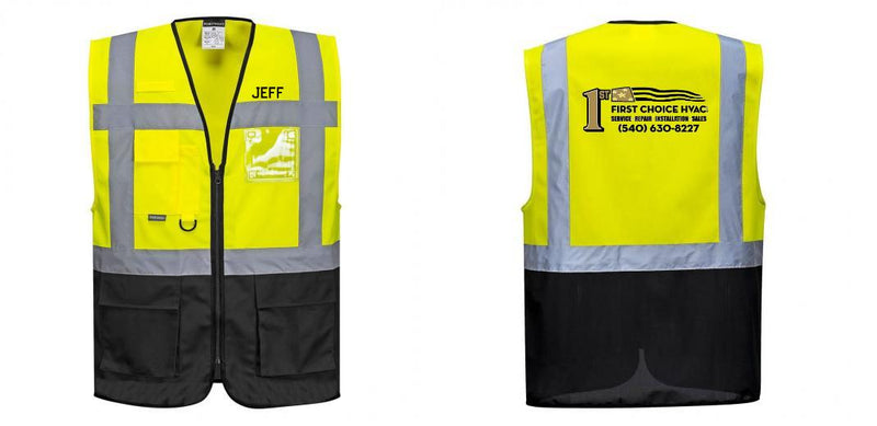 Custom Warsaw Yellow and Black Professional Style Safety Vest