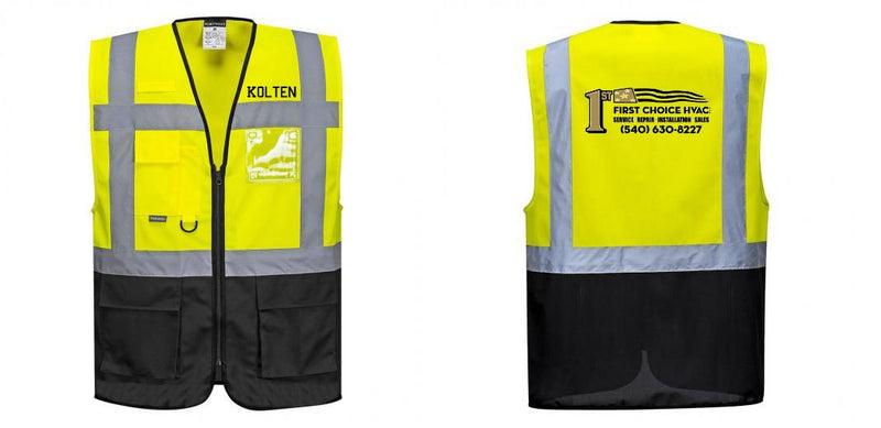 Custom Warsaw Yellow and Black Professional Style Safety Vest
