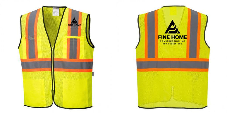 Custom Yellow Mesh Class 2 Reflective Safety Vest with Pockets