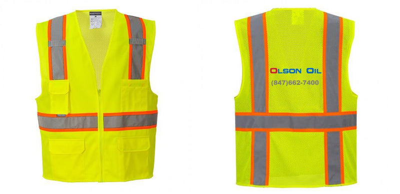 Custom Yellow Class 2 Safety Vest with Cooling Mesh Back
