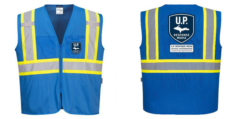 Custom Royal Blue Safety Vest Reflective High Visibility with Pockets
