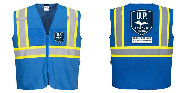 Custom Royal Blue Safety Vest Reflective High Visibility with Pockets