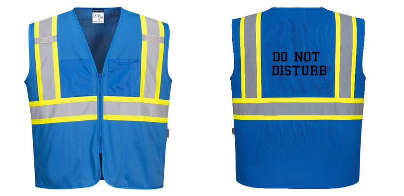 Custom Royal Blue Safety Vest Reflective High Visibility with Pockets
