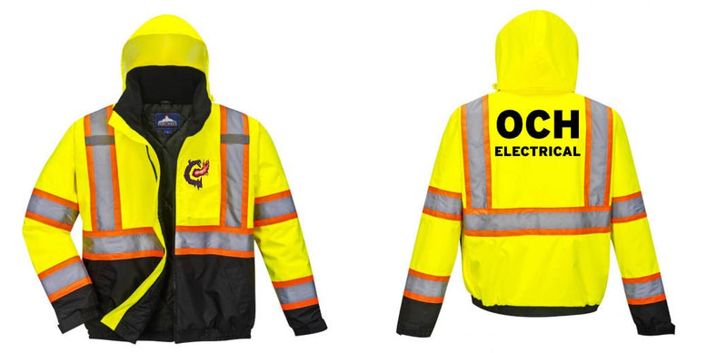 Custom Reflective Hi-Vis 2-in-1 Winter Bomber Jacket in Yellow/Black