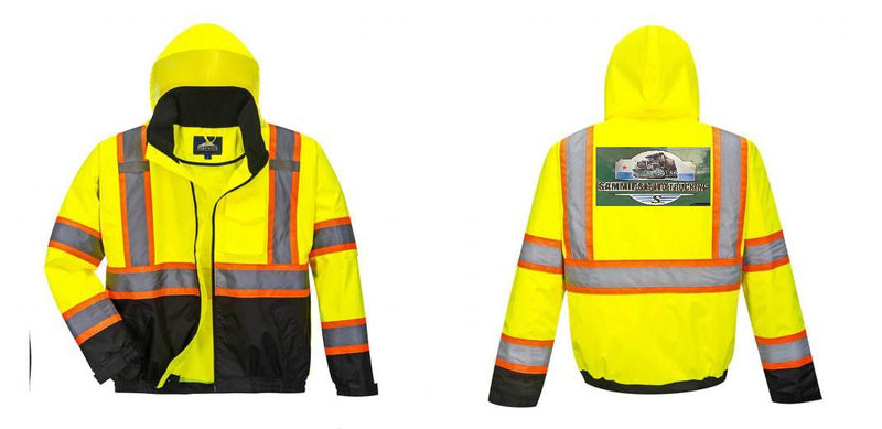 Custom High Visibility Class 3 Yellow/Black Winter Bomber Jacket