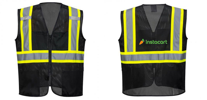 Custom Black Safety Vest Reflective High Visibility with Pockets