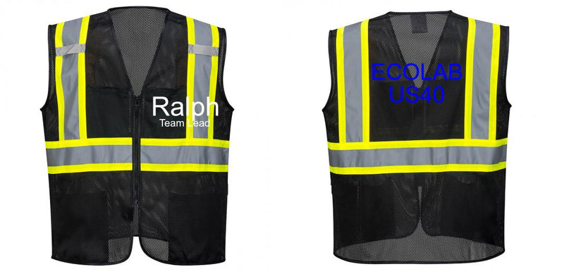 Black Safety Vest | Reflective High Visibility with Pockets