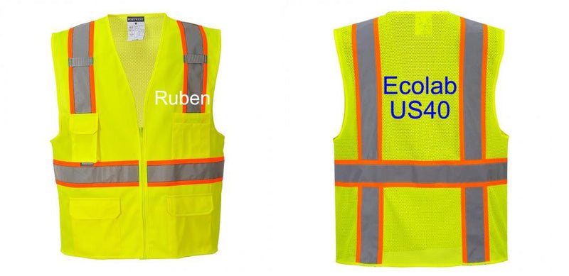 Custom Yellow Class 2 Safety Vest with Cooling Mesh Back
