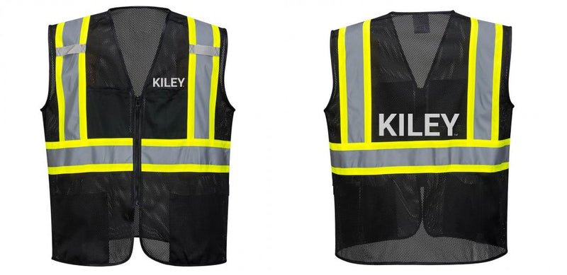 Custom Black Safety Vest Reflective High Visibility with Pockets