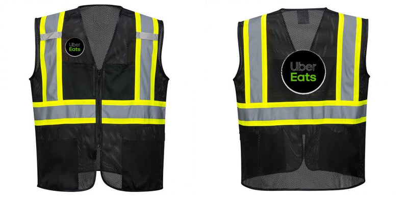 Custom Black Safety Vest Reflective High Visibility with Pockets