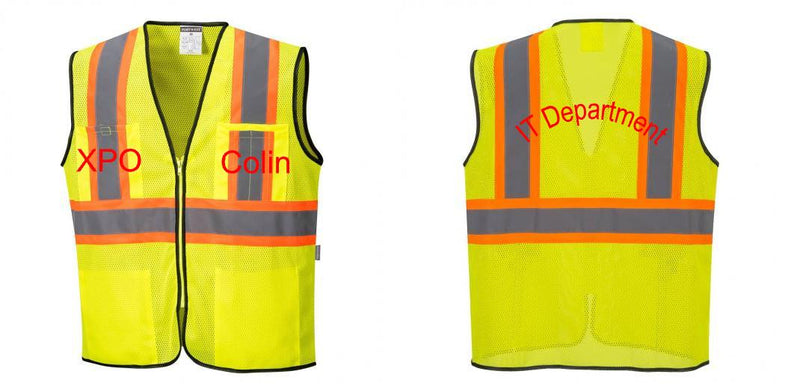 Custom Yellow Mesh Class 2 Reflective Safety Vest with Pockets