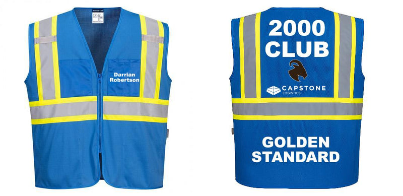 Custom Royal Blue Safety Vest Reflective High Visibility with Pockets