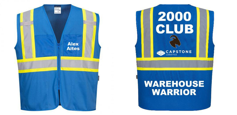 Custom Royal Blue Safety Vest Reflective High Visibility with Pockets